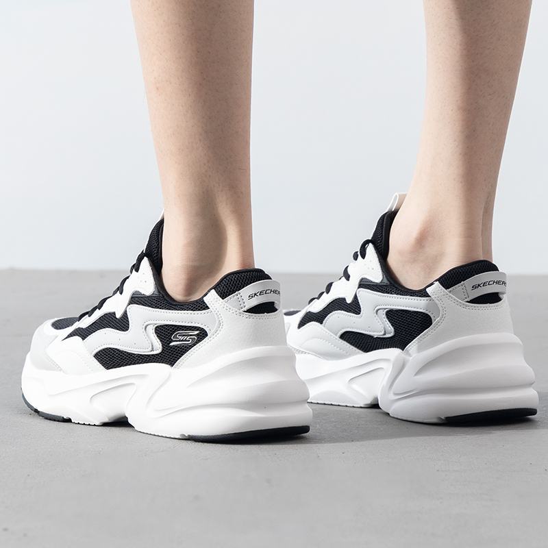 Skechers/斯凯奇男鞋新款熊猫鞋轻质缓震透气运动休闲鞋118323-WBK ZP高清大图