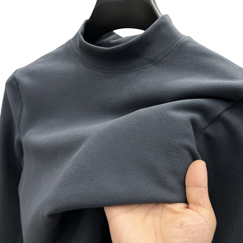 啄木鸟双面德绒长袖t恤男士秋冬季内搭保暖上衣半高领打底衫卫秋高清大图