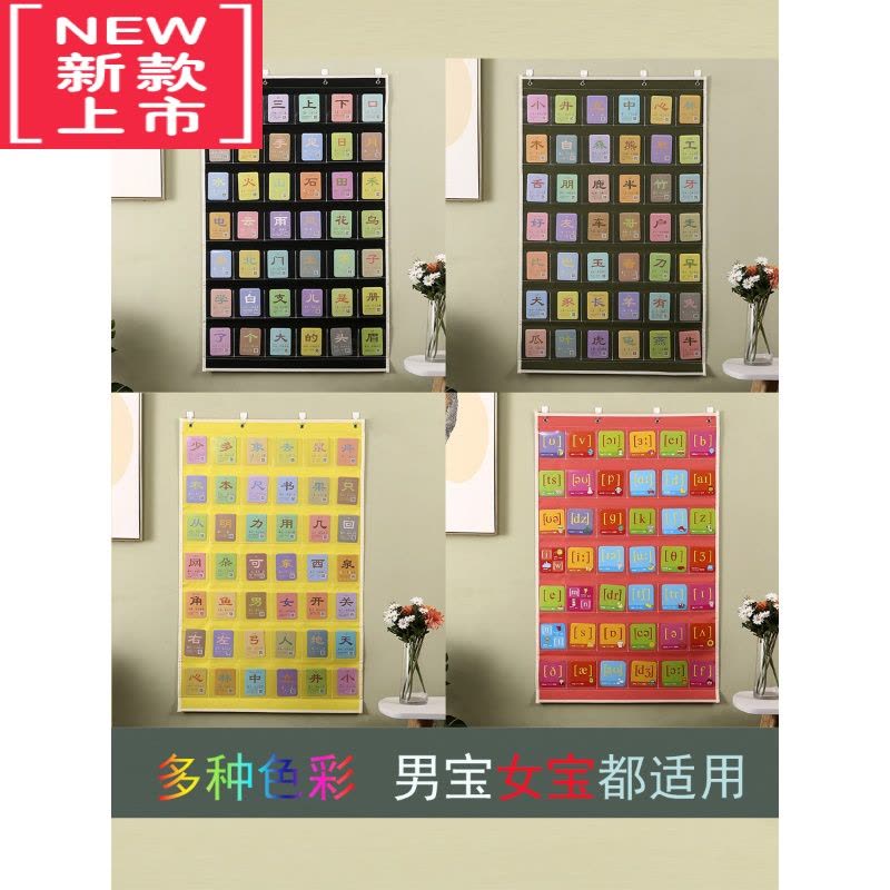 可莉允幼儿童早教识字学习认知卡片汉字卡挂袋透明加厚展示挂袋图片