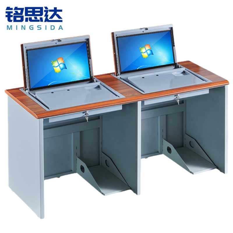 铭思达翻转电脑桌双人位张高清大图