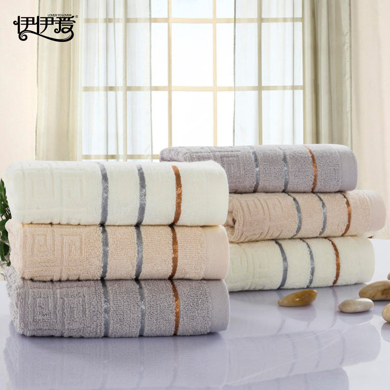 伊伊爱 YBH25205 长城格浴巾 米白高清大图