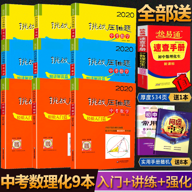 2020新版挑战压轴题中考数学物理化学入门精讲强化篇共9本初一二三初中总复习真题试卷2019讲解练习资料书七八九年级解题