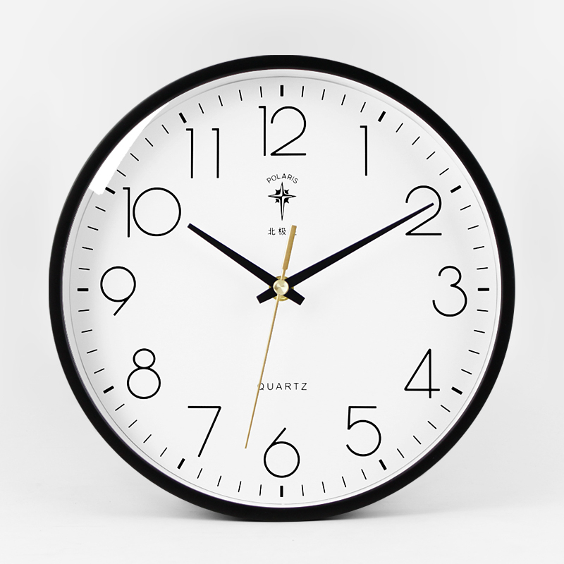 北极星polaris客厅电波挂钟时尚家用北欧轻奢自动对时时钟圆形办公挂