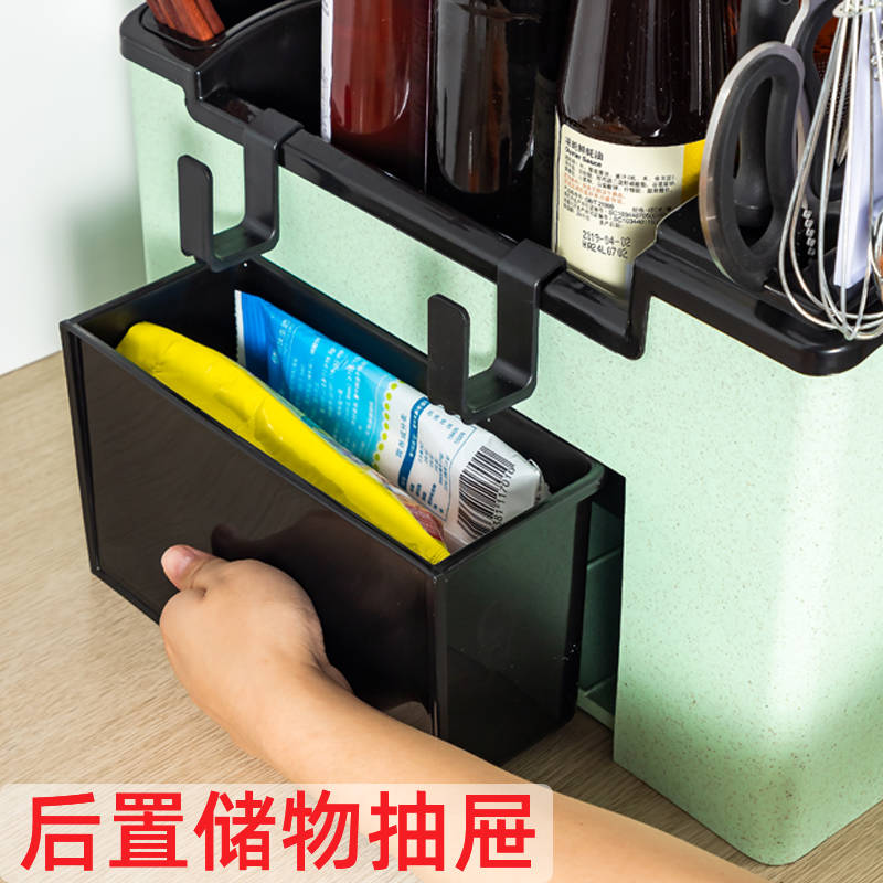 调料盒套装家用多功能厨房用品刀架置物架收纳盒调料架佐料调味盒 敬平 双层3连格抽拉式便捷创意推荐厨具高清大图