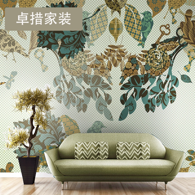 个性美式乡村壁纸电视背景墙无纺布墙纸卧室客厅创意定制壁画壹德壹