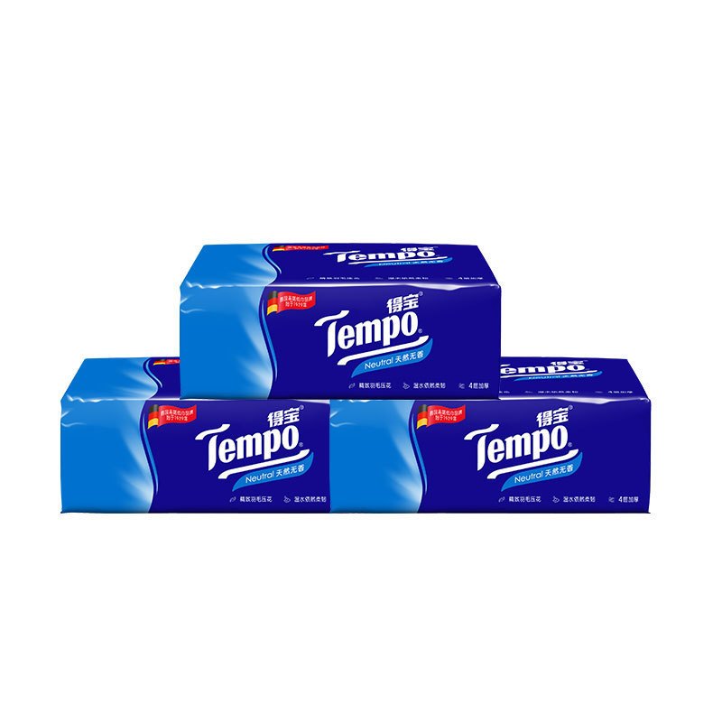 得宝抽纸 Tempo德宝4层加厚90抽卫生纸 18包整箱 T2275-C