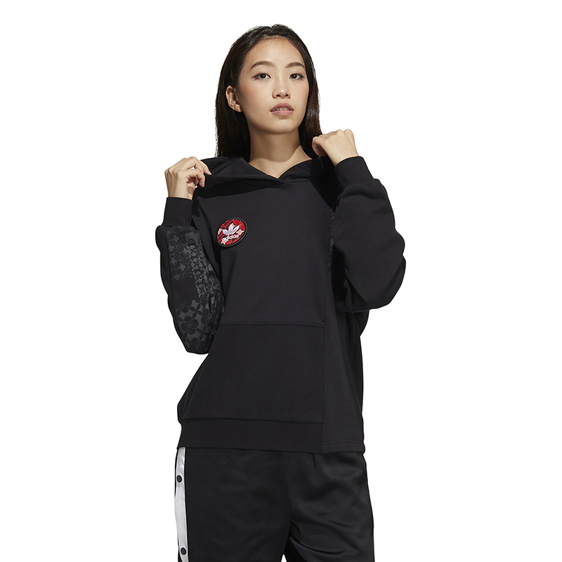 Adidas 阿迪达斯三叶草卫衣女装春秋季新款连帽运动套头衫 HD0338