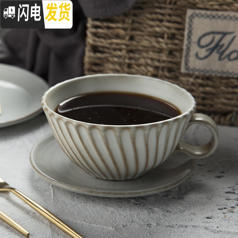 三维工匠手工创意咖啡杯 欧式拉花杯 咖啡杯陶瓷马克杯子复古罗马柱手柄杯高清大图