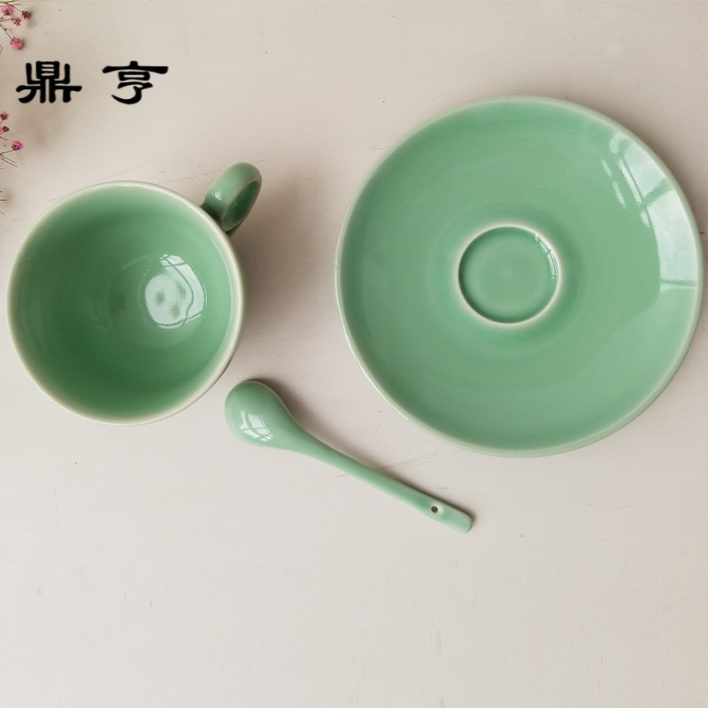 鼎亨欧式小咖啡杯套装简约下午茶创意家用咖啡杯碟勺龙泉青瓷