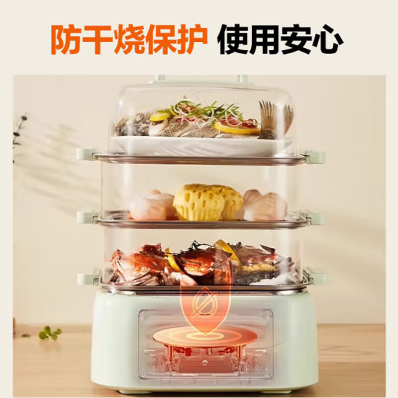 九阳(Joyoung)电蒸锅家用多层13.5L大容量电蒸笼多用途锅三层分体式电煮锅家用蒸包子锅GZ505高清大图