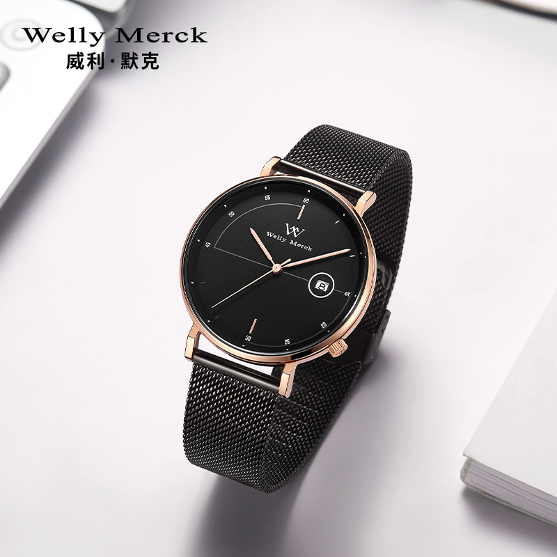 welly merck 威利默克男生手表时尚防水新款腕表男士正品石英学生男表WM004M