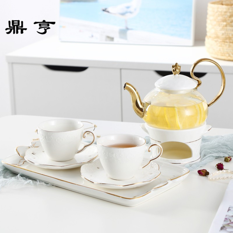 鼎亨花茶壶套装玻璃煮水果陶瓷花果茶壶下午茶家用蜡烛加热杯具带