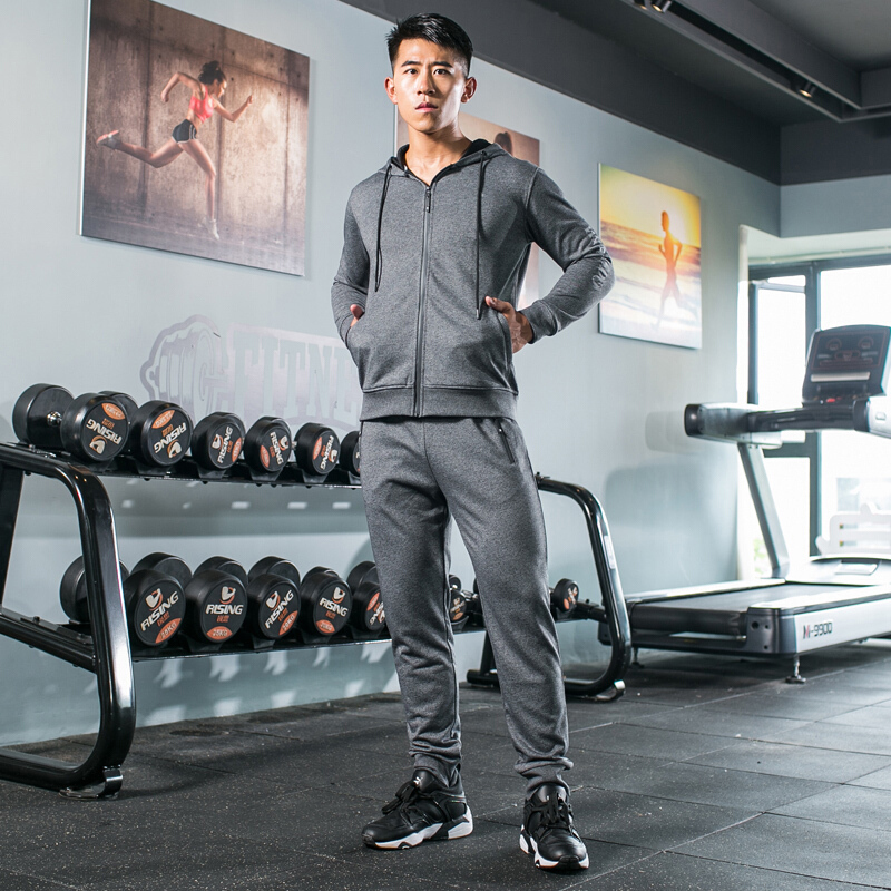 运动卫衣男连帽衫外套跑步健身运动服修身拉链针织开衫