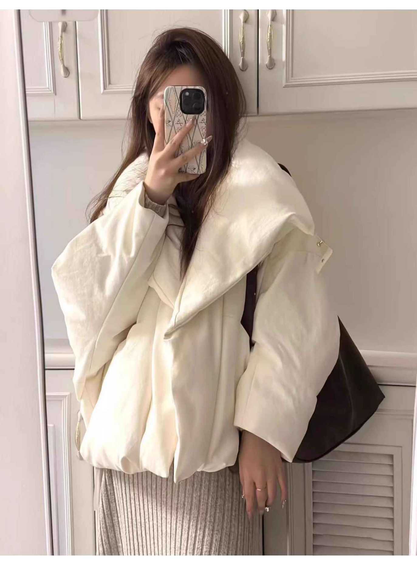 短款棉服女冬季新款2025年新款洋气高级感小众设计感小个子外套 米白色 S（推荐75-105斤）