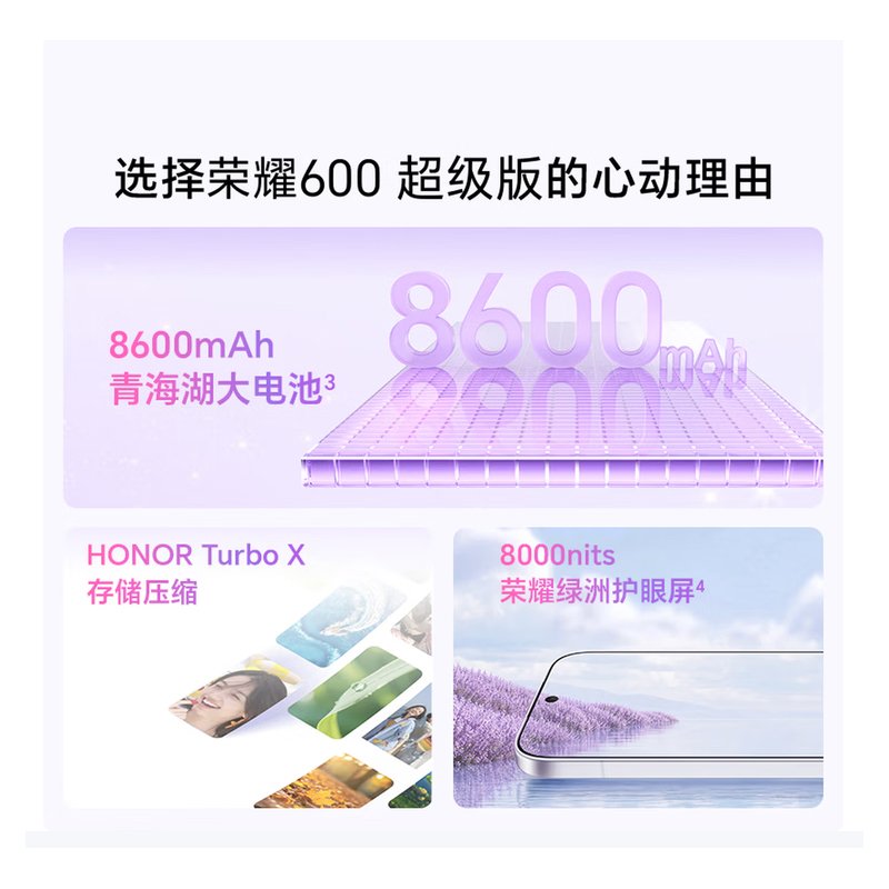 荣耀600 超级版 12GB+512GB 幸运星 4k闪光微单Live 8600mAh大电池 5G AI 学生 拍照手机高清大图