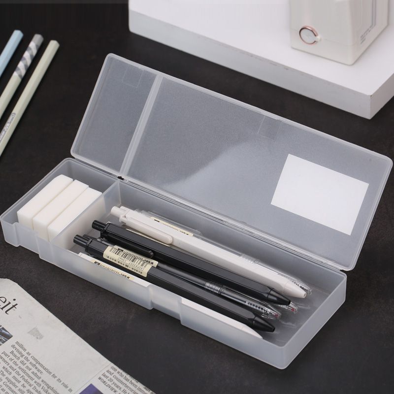 晨光文具ASB92275本味文具盒简约透明磨砂塑料学生铅笔盒收纳盒