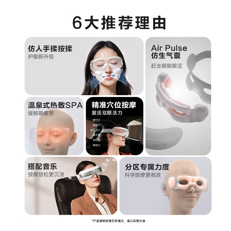 SKG E5 眼部按摩仪 仿生气囊指腹按揉 热敷眼睛护眼仪按摩器高清大图