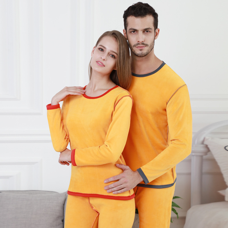 黄金绒保暖内衣男双层加绒加厚新款秋衣女士加大秋裤情侣套装_6_57高清大图