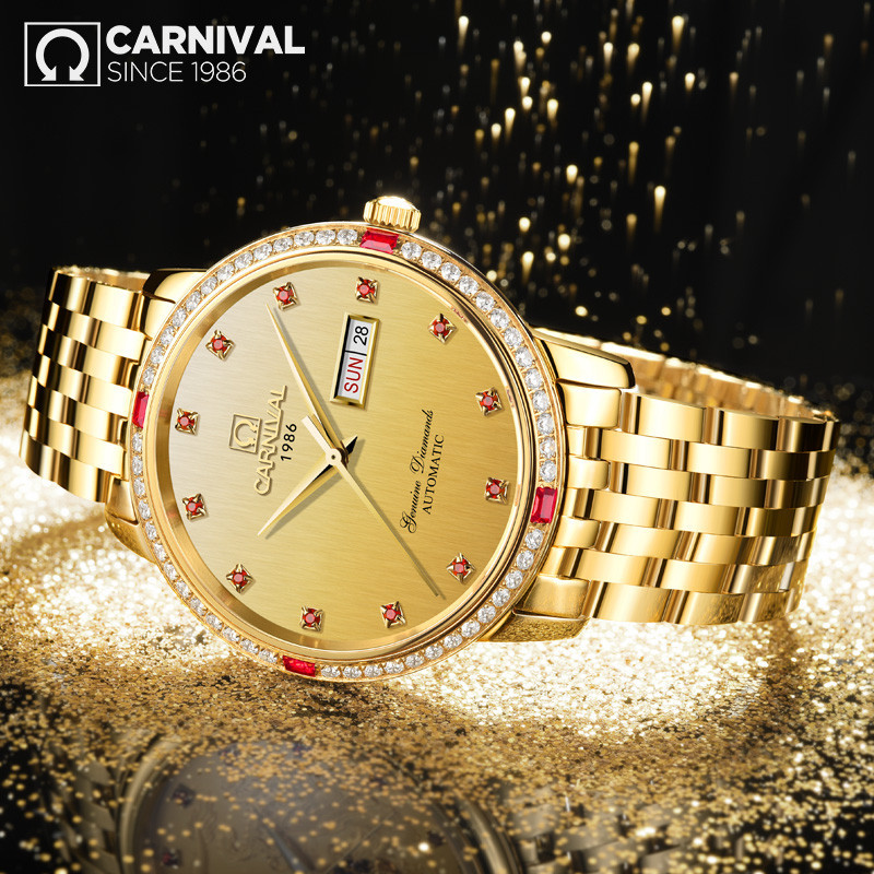 正品瑞士嘉年华Carnival手表新款男士全自动机械表 男休闲时尚精钢透底防水腕表双日历简约表盘轻奢风尚8676高清大图