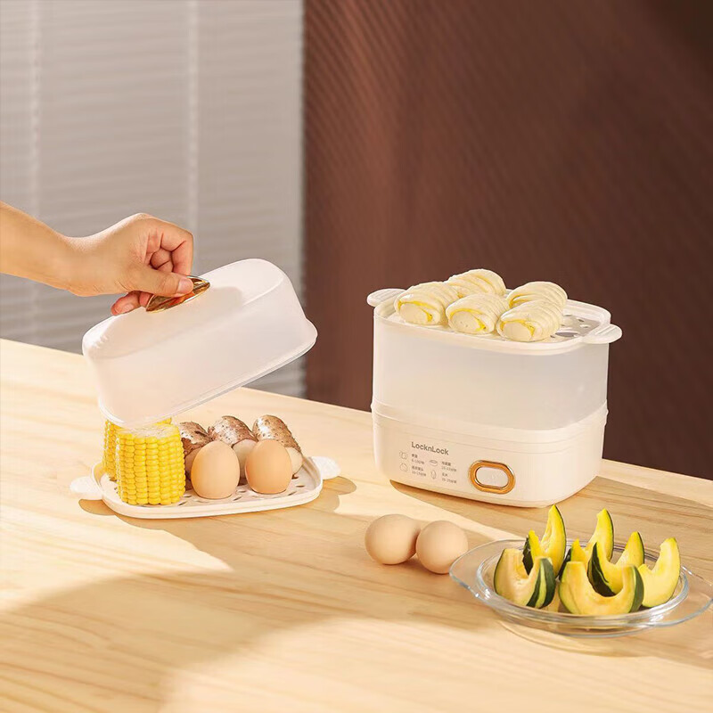 乐扣乐扣 EJE3225WH 煮蛋器 [350W/3.2L] 整锅闷炖煮 双层 防干烧 家用电蒸锅高清大图