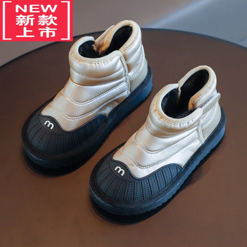 可莉允儿童棉鞋加绒加厚冬季男童雪地靴防水防滑棉靴男孩冬鞋女童靴子