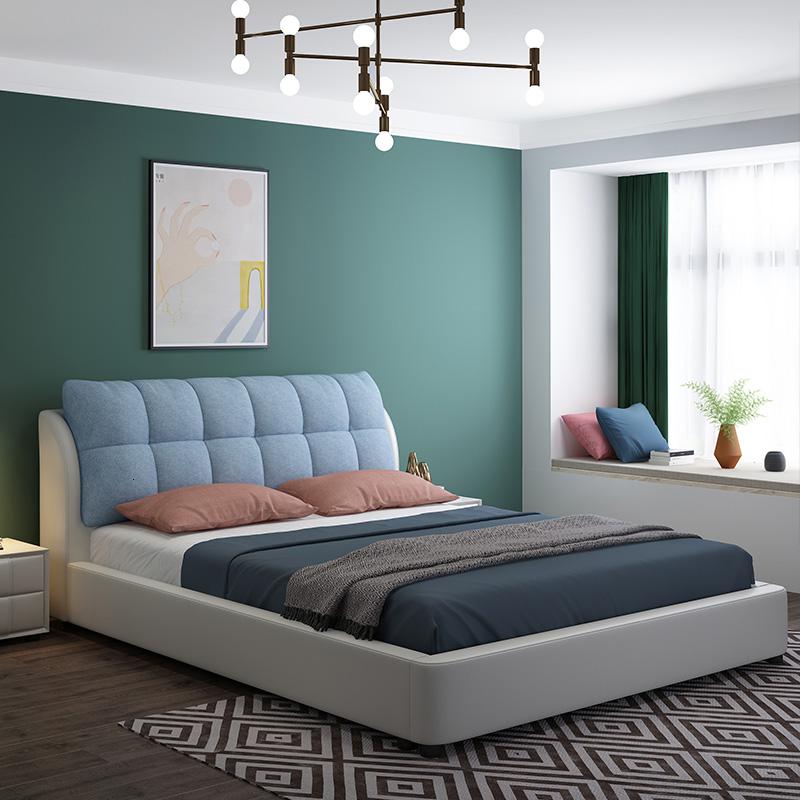 北欧布艺床 简约现代 主卧网红双人床1.8米可拆洗轻奢布床婚床 实木床+床头柜*21800mm*1900mm组装式架子床