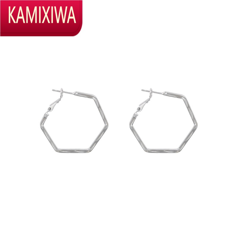 KAMIXIWA简约时尚几何形耳环女2022年新款潮个性耳钉气质简约镂空耳坠耳饰