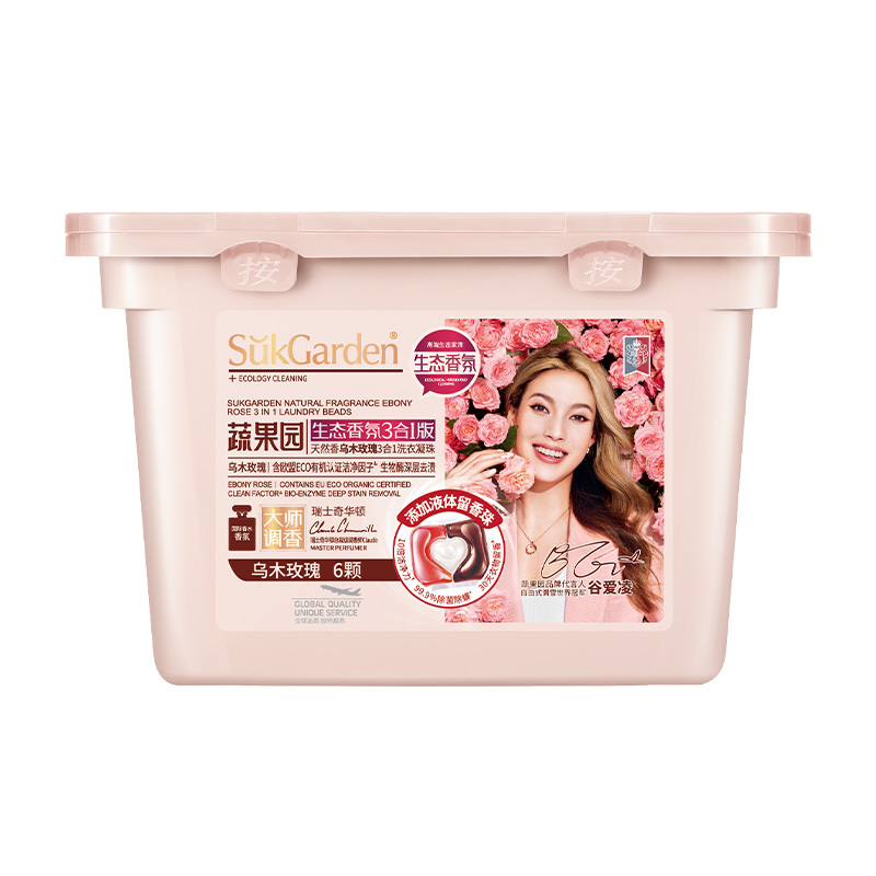 SukGarden蔬果园天然香乌木玫瑰3合1洗衣凝珠10g*6颗.
