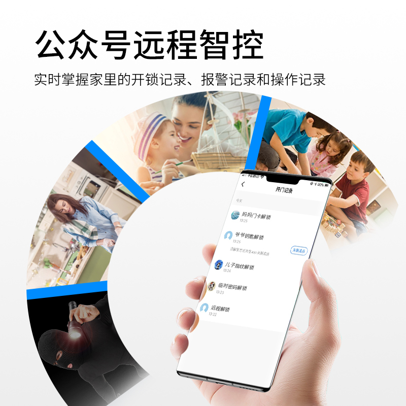 希箭 指纹锁密码锁电子锁全自动刷卡锁带猫眼视频家用防盗门酒店门锁K6E