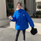 克莱因蓝羽绒棉服女短款2024新款宽松面包服学院风冬季棉衣外套