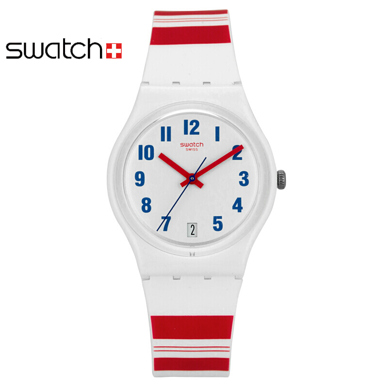 斯沃琪(SWATCH) 手表 色彩密码系列 树脂表带 石英男女通用表 玫红条纹GW407