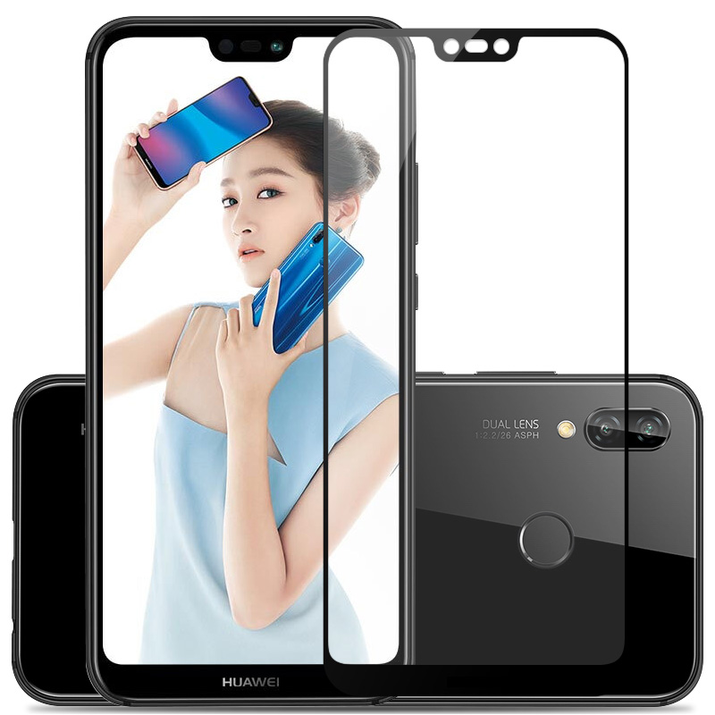 [买2送手机壳]轻万适用华为nova3e钢化膜honor全屏玻璃贴膜huawei黑色高清手机保护膜高清大图