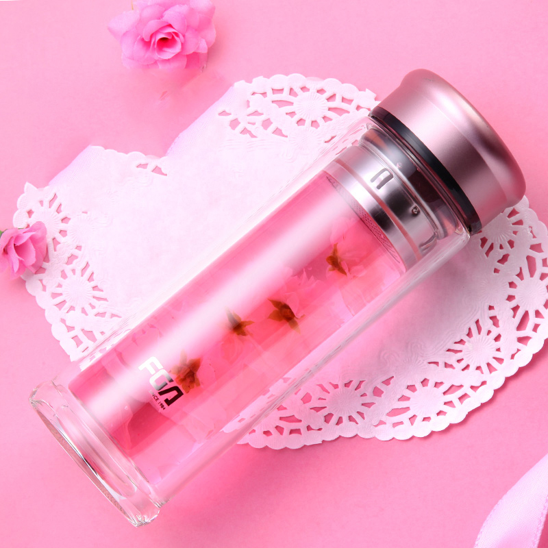 富光绅士双层耐热玻璃杯男女水杯过滤带盖杯子便携泡茶杯高清大图