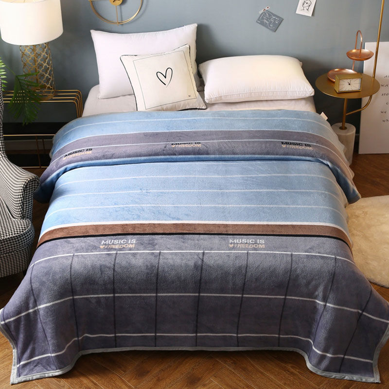 南极人雪貂绒毛毯办公室单人盖毯学生宿舍午睡毯子家用加绒加厚保_363 120*200cm雪貂绒毛毯 简约【可铺可盖-四季适宜】