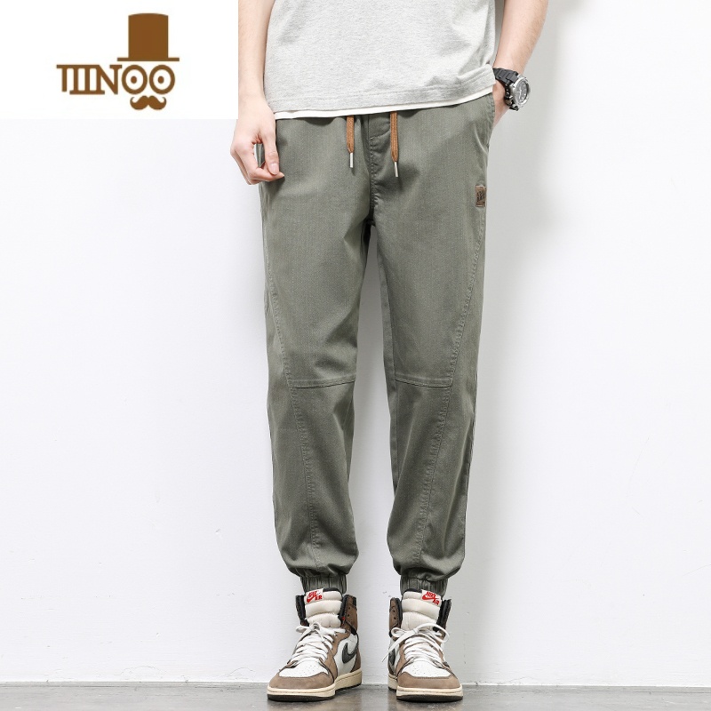 YANXU工装裤男士夏季薄款潮牌运动男生长裤宽松束脚九分休闲裤子夏天九高清大图