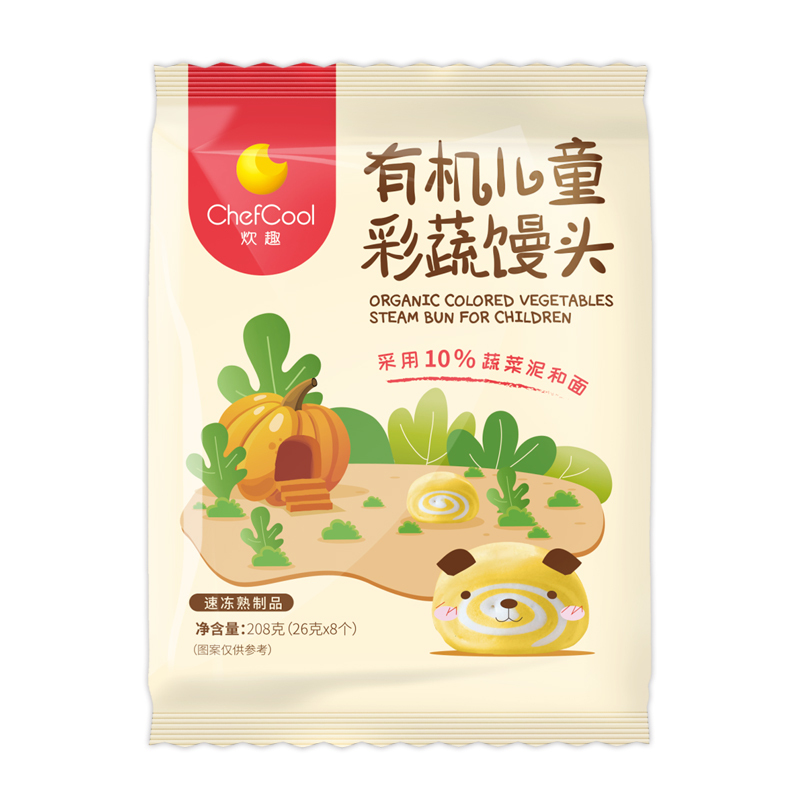 炊趣 有机儿童彩蔬馒头208g/8个 有机认证蔬菜馒头花卷面点 宝宝辅食主食放心营养早餐