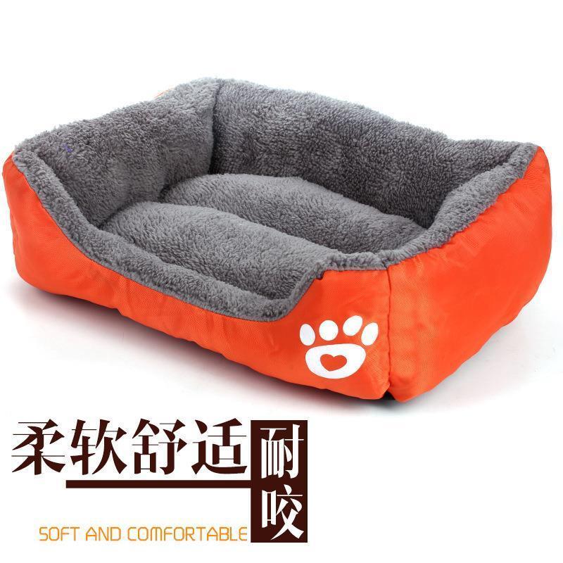 狗窝秋冬款加绒加厚保暖狗窝狗垫子泰迪金毛大中小型宠物狗窝猫窝 黑色脚印 S码[42*38CM适合5公斤内]
