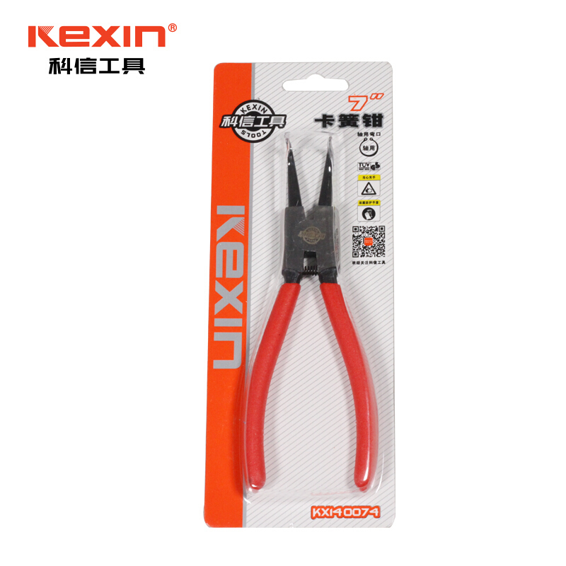 科信(kexin)7英寸外卡轴用弯口卡簧钳 挡圈钳 弹簧钳 KX140074