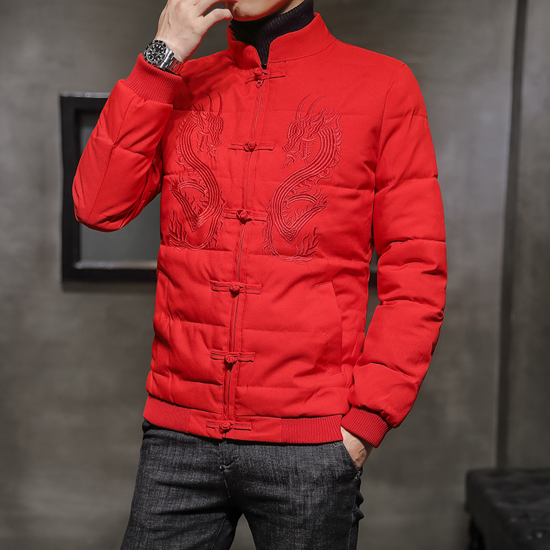 BaLuoShang唐装棉服男中国风棉衣男士复古汉服龙袍刺绣加厚棉袄冬季外套潮流棉衣