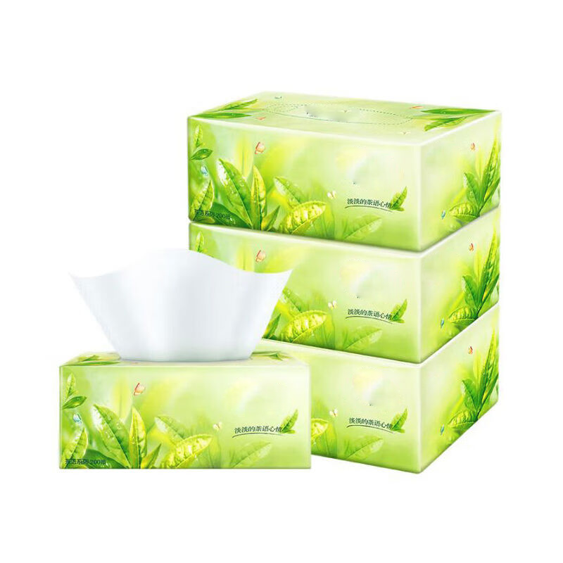 MKS 茶语硬盒装抽纸抽取式商用面巾纸巾二层200抽3联包高清大图