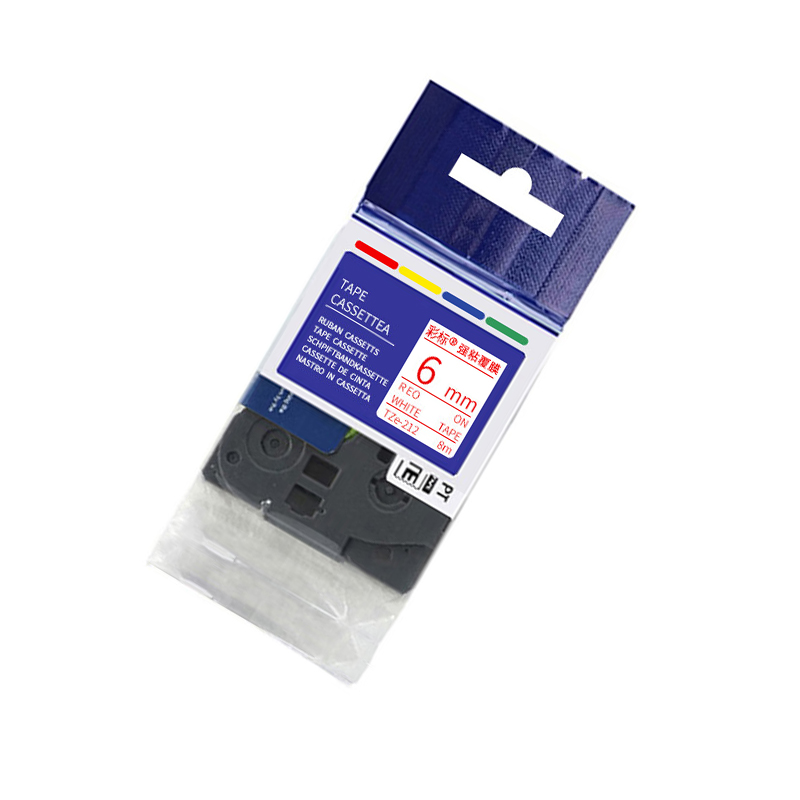 彩标 TZe-212 6mm 标签色带 (计价单位:个) 白底红字高清大图