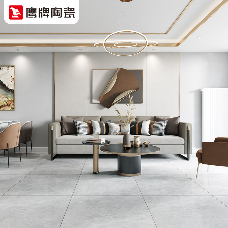 鹰牌 现代简约地板砖 客厅全抛釉耐磨防滑地砖800x800墙砖凯撒灰