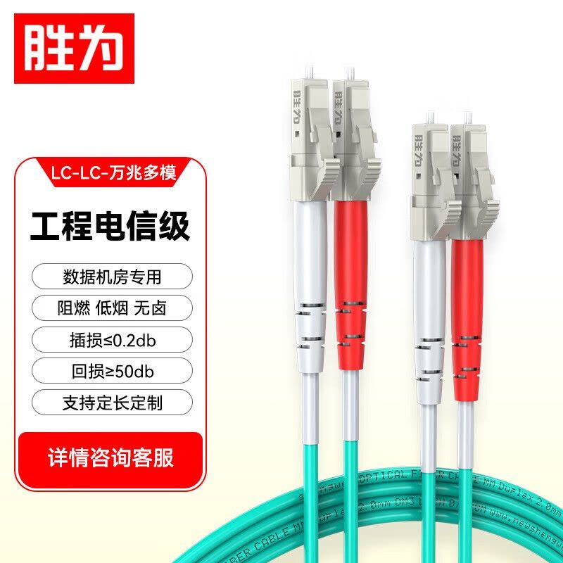 胜为(shengwei)FOC-1300电信级LC-LC多模双工卡扣30米OM350/125湖水蓝图片