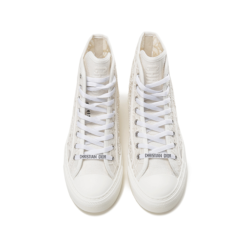 迪奥dior女士织物walkndior高帮镂空系带休闲运动鞋板鞋帆布鞋kck354