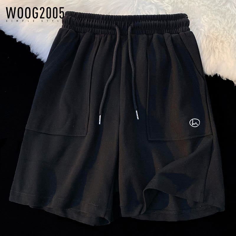 WOOG2005夏季透气短裤男休闲潮流松紧腰情侣五分裤宽松直筒运动裤·图片