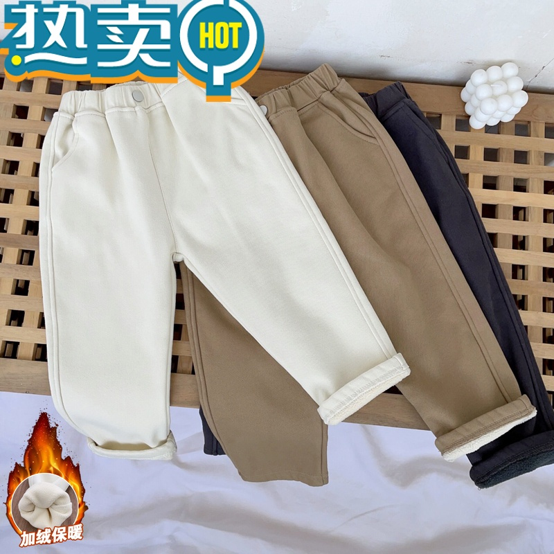 绿彩虹光[镇店之宝]儿童加绒裤男童裤子女童春秋长裤宝宝工装裤秋冬季款
