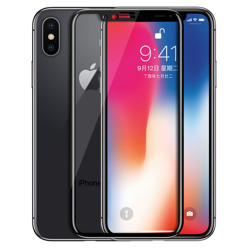 ESCASE 苹果iPhoneX/Xs手机膜钢化膜全屏手机贴膜苹果10手机保护膜高清防爆玻璃膜 黑色