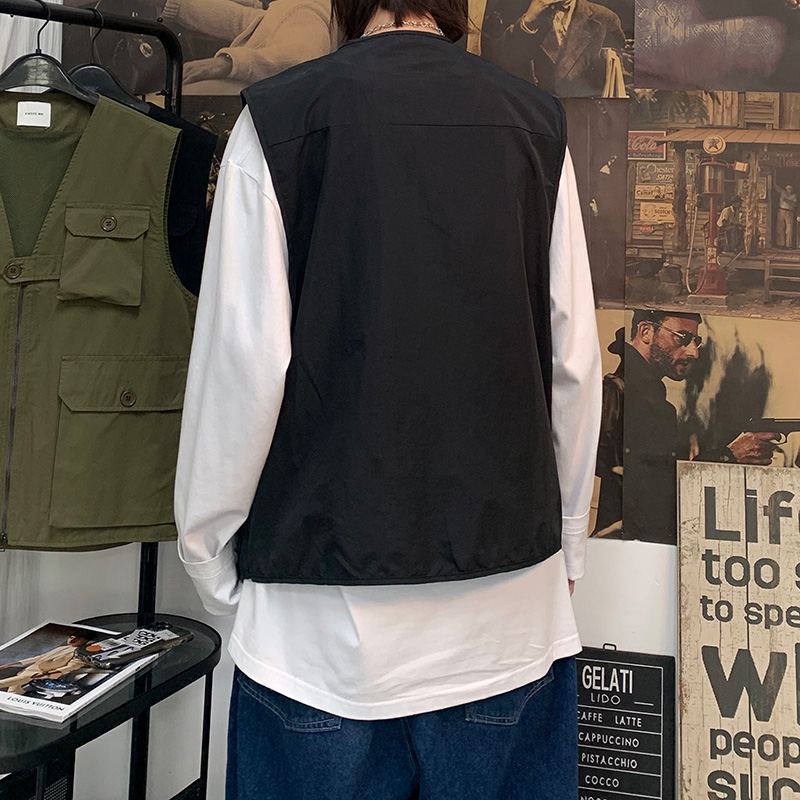 SUNTEK@ 春季外搭工装战术马甲男韩版机能风嘻哈坎肩背心外套潮马甲/背心高清大图