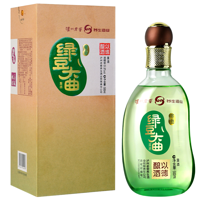 泸州老窖 绿豆大曲 礼盒装喜宴送礼佳品露酒 51.8度 500mL 1瓶 (金之豆单瓶)