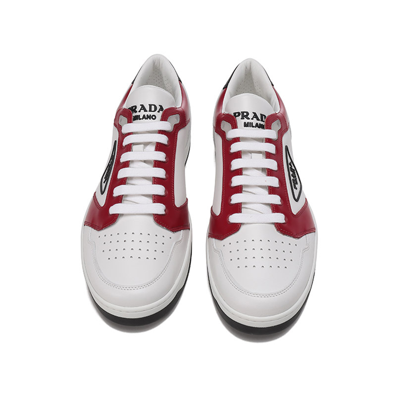 普拉达prada男士皮革downtown系带休闲运动鞋板鞋小白鞋2ee3633lj7
